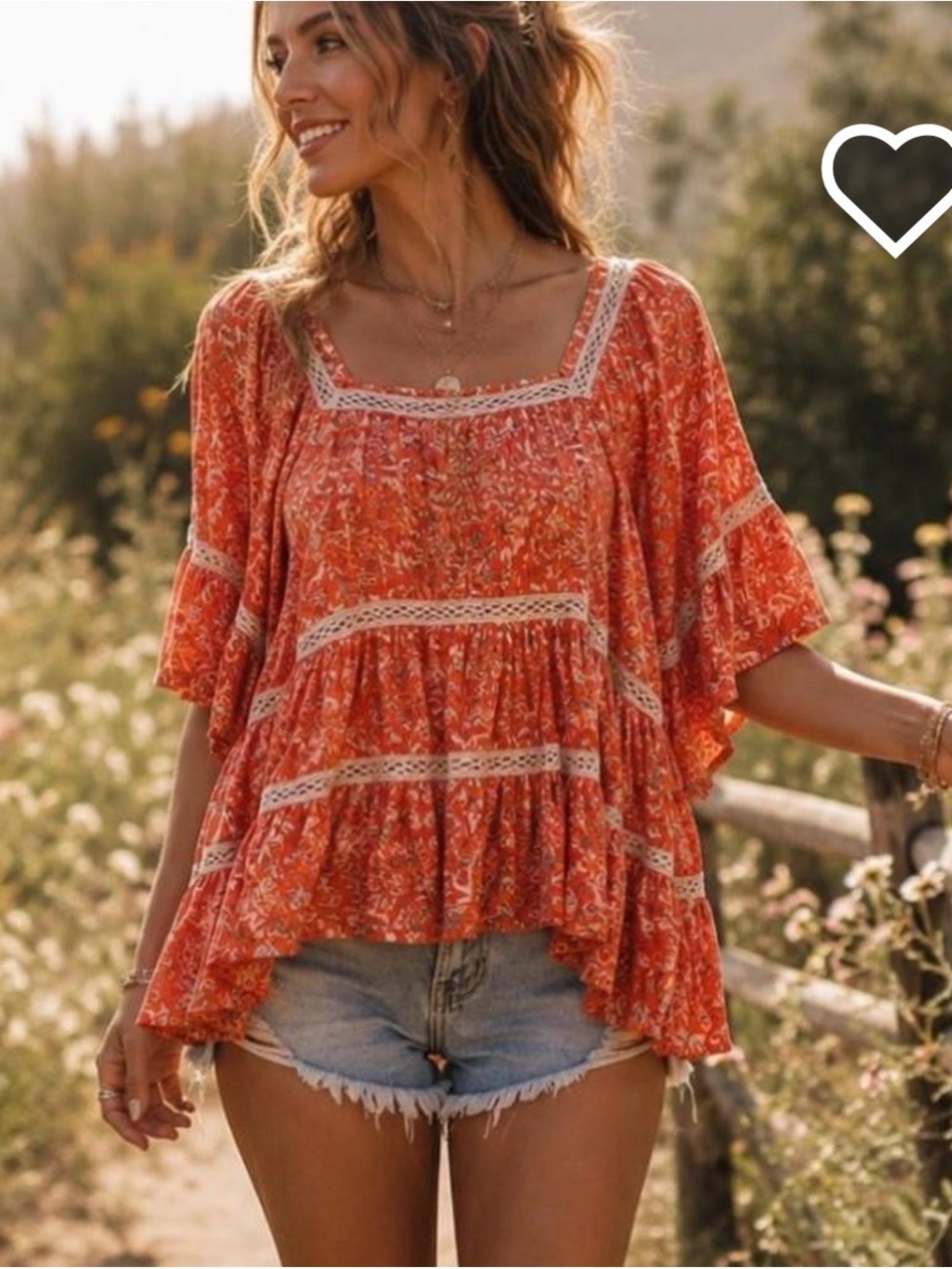 Free People Talk About It boho tunic floral print top size medium EUC